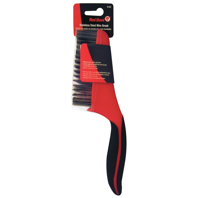 Red Devil 4162 Soft Grip Stainless Steel Wire Brush, 10", Steel - Image 1